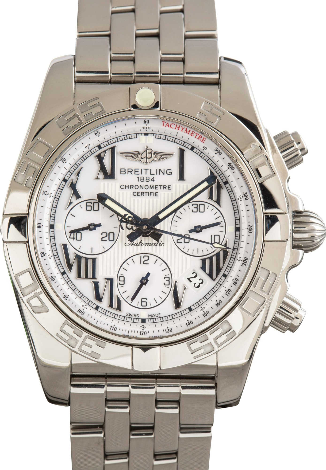 Pre-owned Breitling Chronomat 44 Stainless Steel White Dial