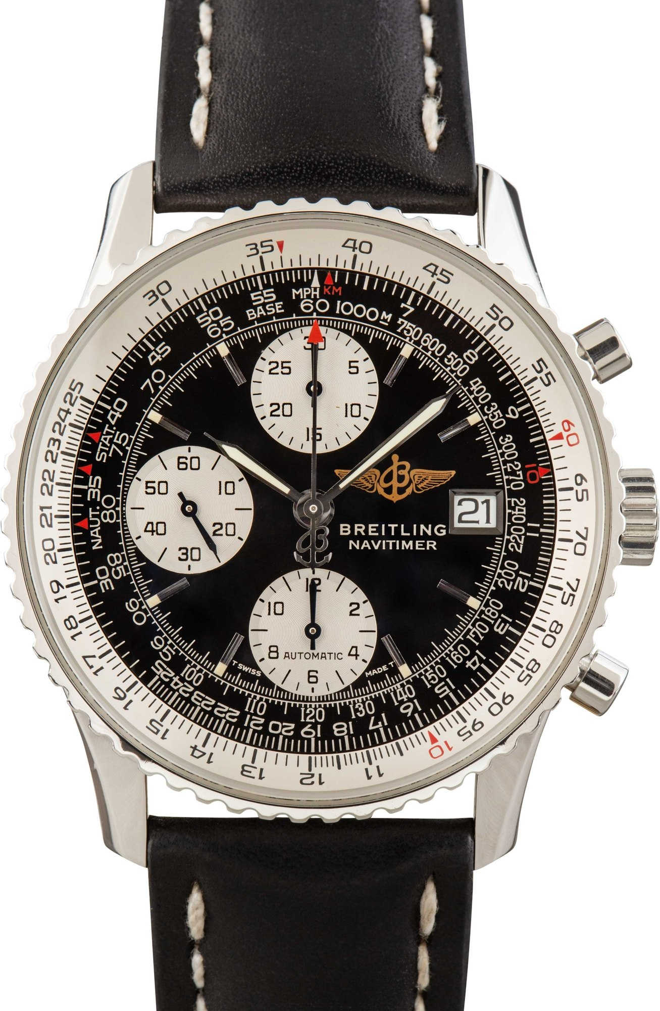 Pre-owned Breitling Old Navitimer Black Index Dial