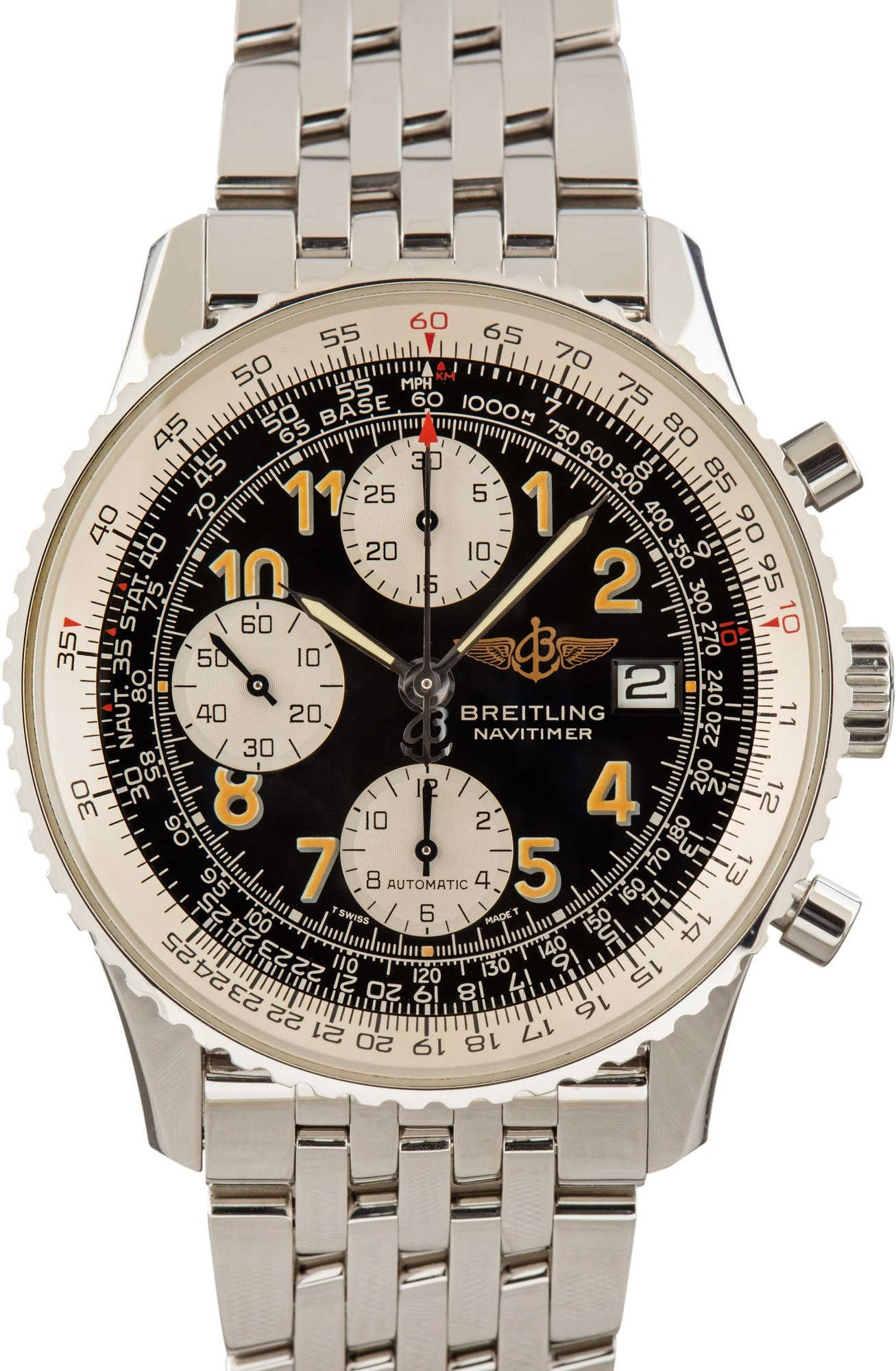 Pre-owned Breitling Old Navitimer Black Dial