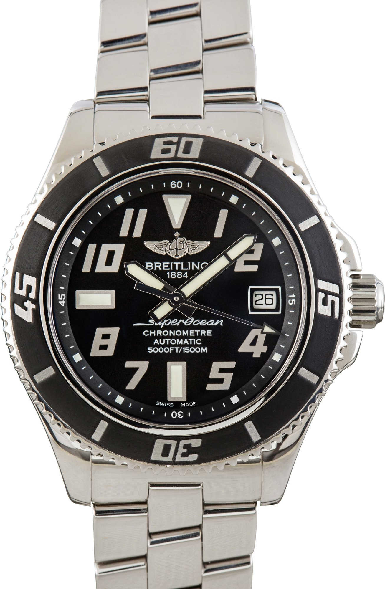 Men's Breitling Superocean Black Arabic Dial