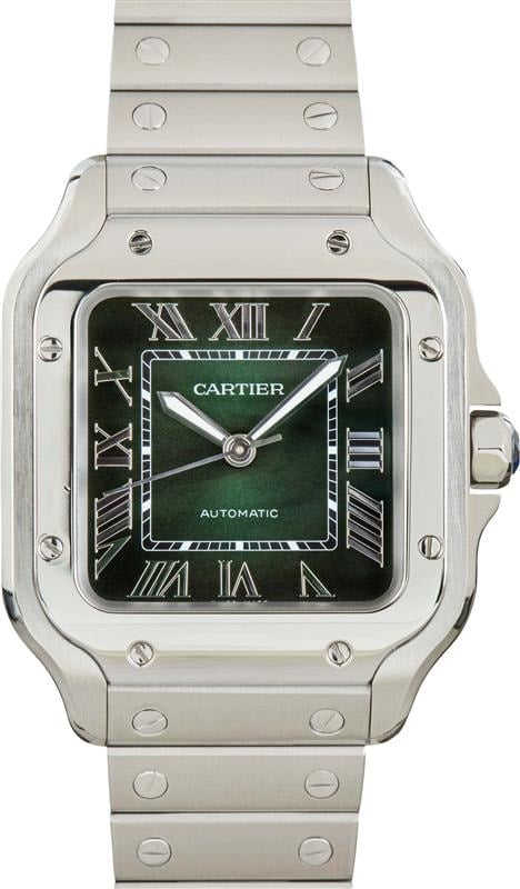 Cartier Santos De Cartier Medium Model Green Dial