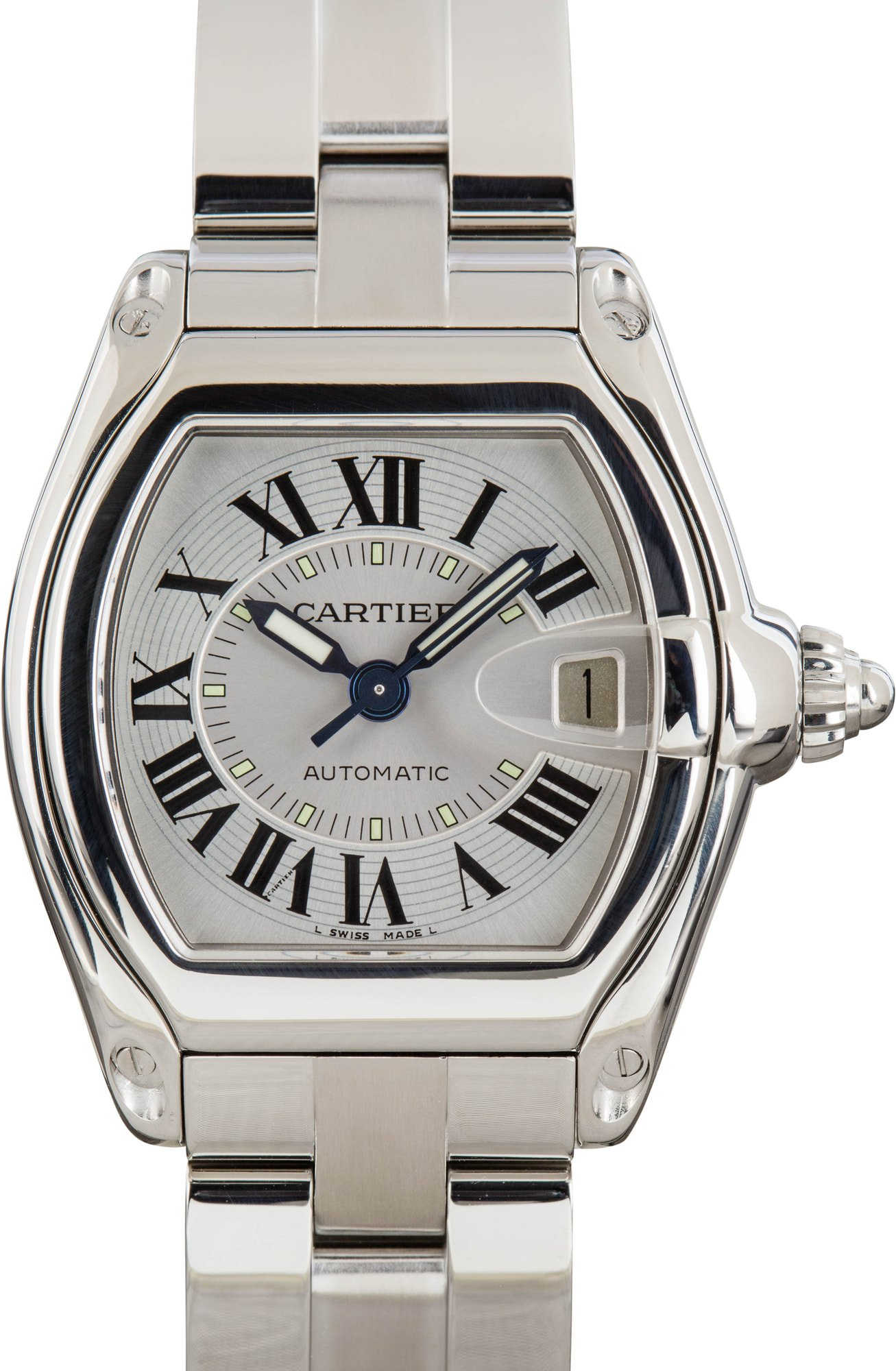 Cartier Roadster W62000V3 Silver Roman Dial
