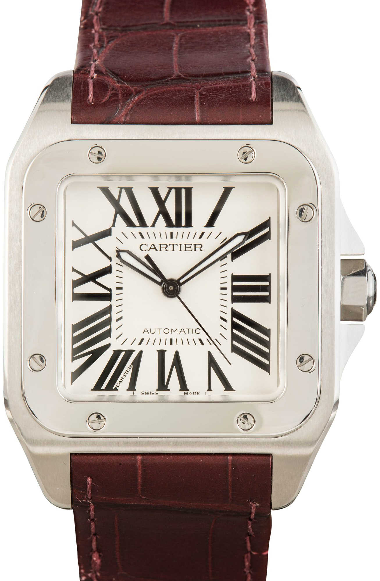 〇Cartier サントス 100 LM 2656 革ベルト FZ8118 Cartier カルティエ サントス100MM W20126X8 ホワイトローマ文字