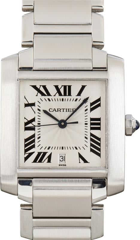 Pre-owned Cartier Tank Francaise Ref W51002Q3 Stainless Steel
