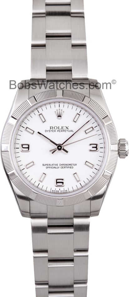 177210 Rolex Oyster Perpetual Midsize Engine Turned Bezel Watch