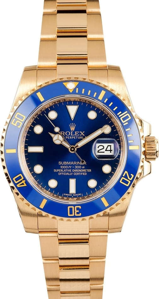 New Blue Rolex Submariner 116618 18k Gold 100 Genuine