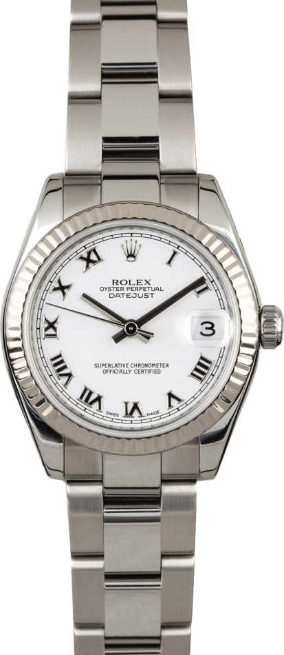 Mid-Size Rolex Datejust 178274 White Roman Dial