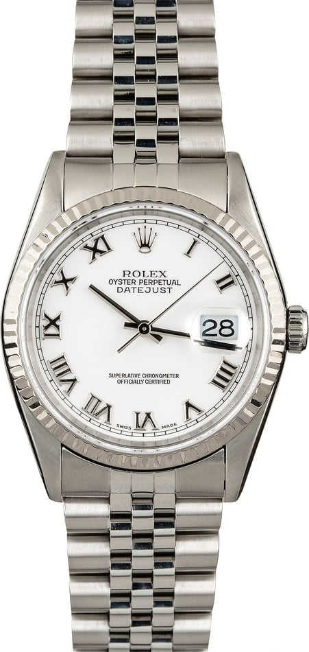 Pre-Owned Rolex DateJust 16234 White Roman