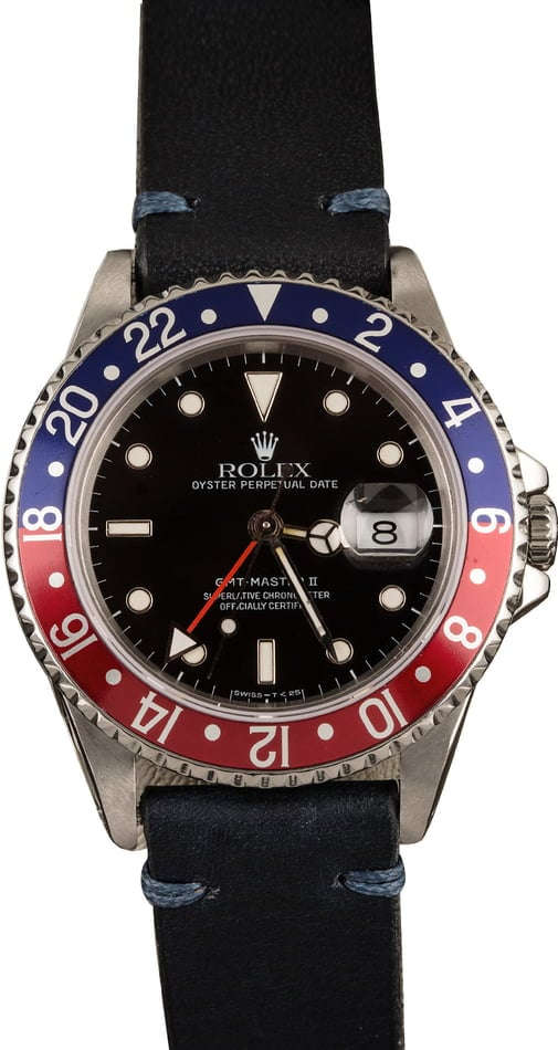 Rolex gmt on leather strap sale