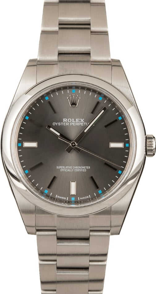 Pre Owned Rolex Oyster Perpetual 114300 Dark Rhodium Dial