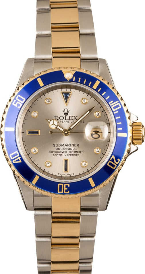 Rolex Submariner 16613 Serti Dial Silver