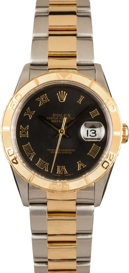 PreOwned Rolex Datejust Turn-O-Graph 16263 Black Dial