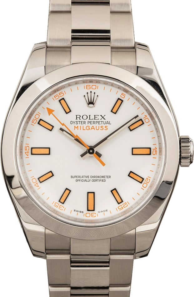 Mens White Rolex Milgauss 116400