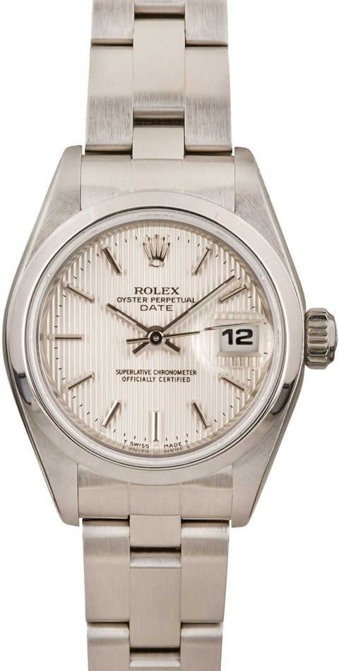 Used Rolex Date 69160 Silver Tapestry Dial
