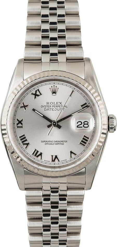 PreOwned Rolex Datejust 16234 Rhodium Dial