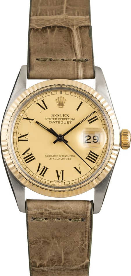 Pre Owned Rolex Two-Tone Datejust 16013 Leather Strap