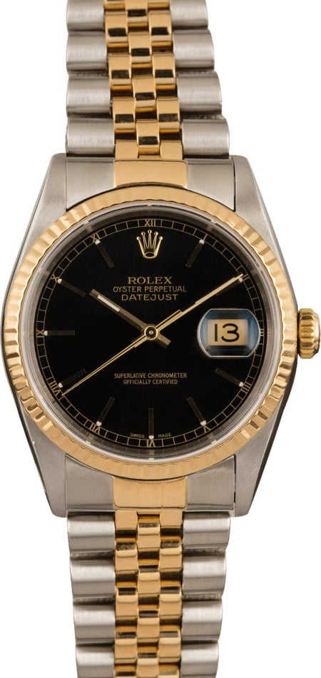 Pre-Owned Rolex Datejust 16233 Black Index Watch