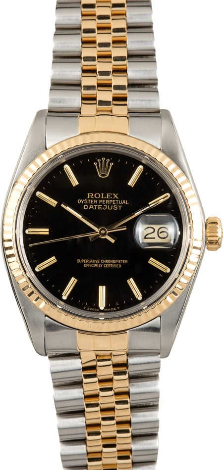 Rolex Black Datejust 16013 Two-Tone