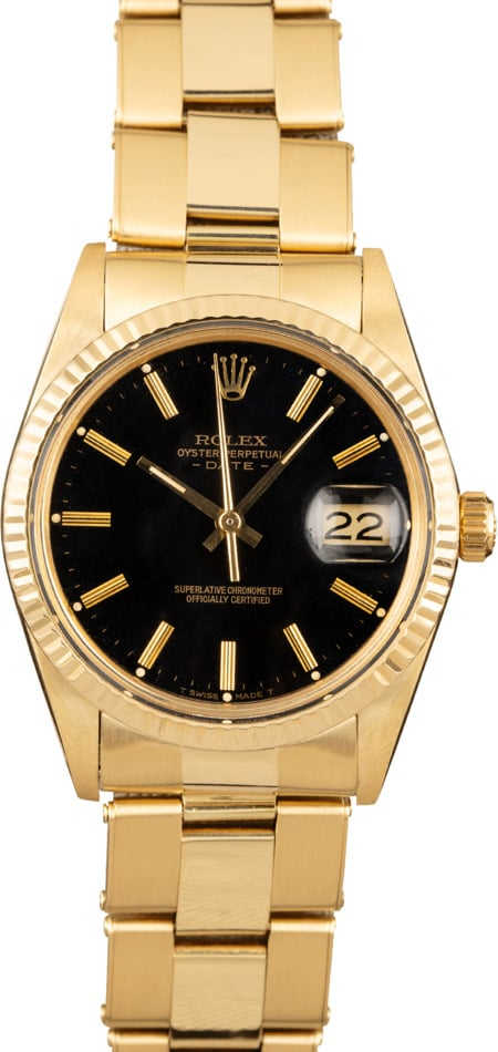 Rolex Date 15037 Yellow Gold Oyster Rivet