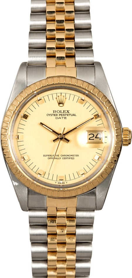 Two Tone Rolex Date 15053 Champagne Dial