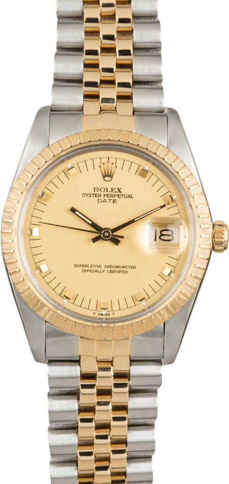 Rolex Date 15053 Champagne Doorstop Dial