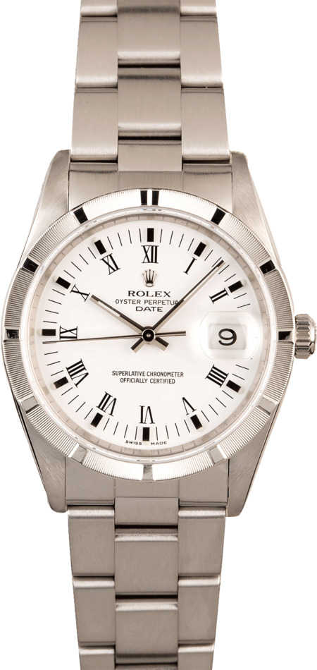 Men's Rolex Date 15210 White Roman