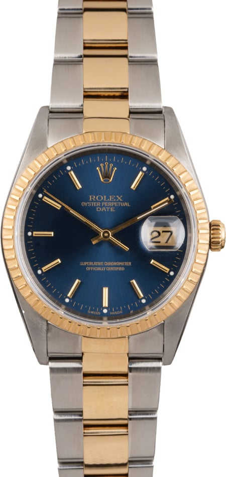 Pre Owned Blue Dial Rolex Date 15223