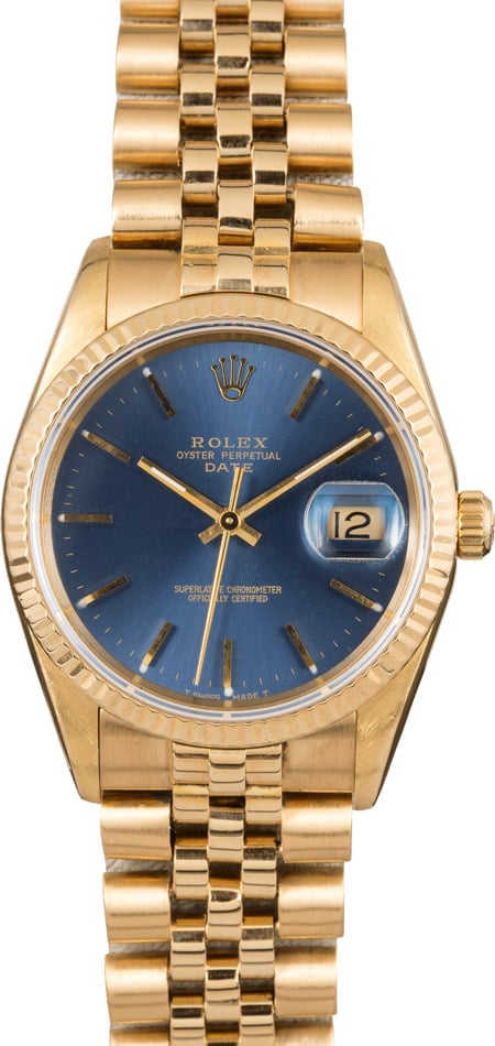 Rolex Date 15238 Blue Index Dial