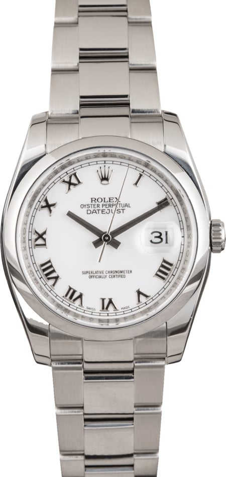 PreOwned Rolex 116200 Datejust 36MM White Roman