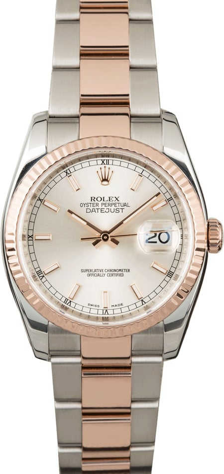 Rolex Datejust 116231 Silver Dial Two Tone Everose