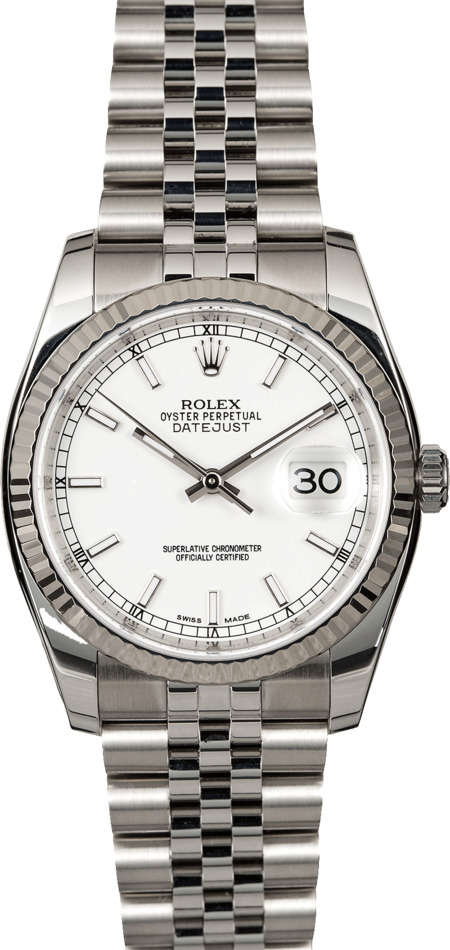 Rolex Datejust 116234 White Luminescent Steel Jubilee