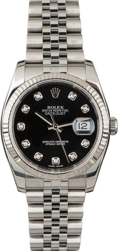 Used Rolex Datejust 116234 Black Dial with Diamonds