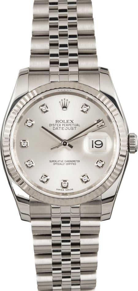 Rolex Datejust 116234 Silver Dial Diamond Index