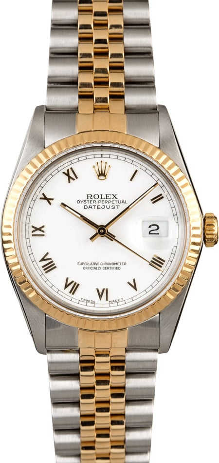 PreOwned Rolex Datejust 16013 White Roman