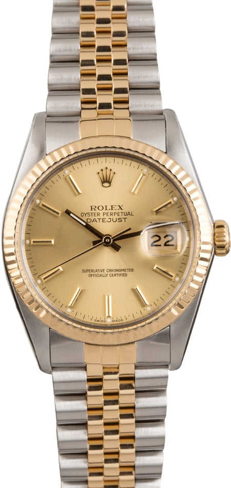 Certified Rolex Datejust 16013 Steel & Gold