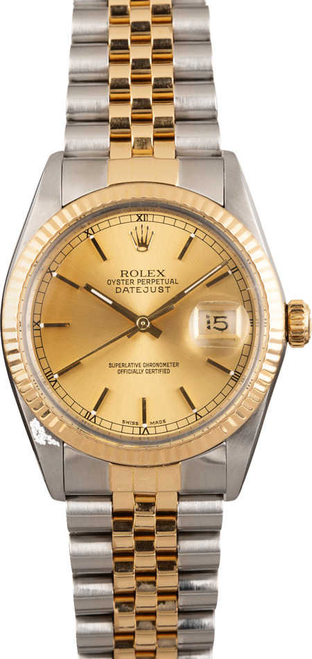 Pre Owned Rolex Datejust 16013 Champagne Dial Two Tone Watch
