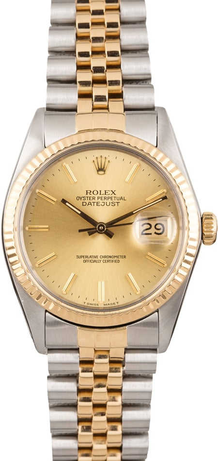 Used Rolex Two-Tone Datejust 16013 Champagne Index Dial