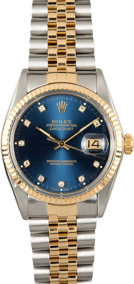 Rolex Datejust 16013 Blue Diamond Certified Pre-Owned