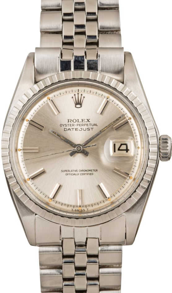 Rolex Datejust 1603 Stainless Steel Engine Turned Bezel