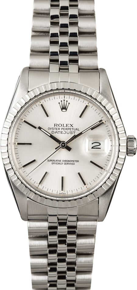 Rolex Datejust 16030 Steel Engine Turned Bezel