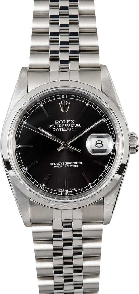 Rolex Datejust 16200 Silver Index 36mm Stainless Steel Oyster