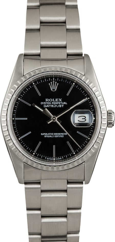 Used Rolex Datejust 16220 Black Dial Steel Oyster