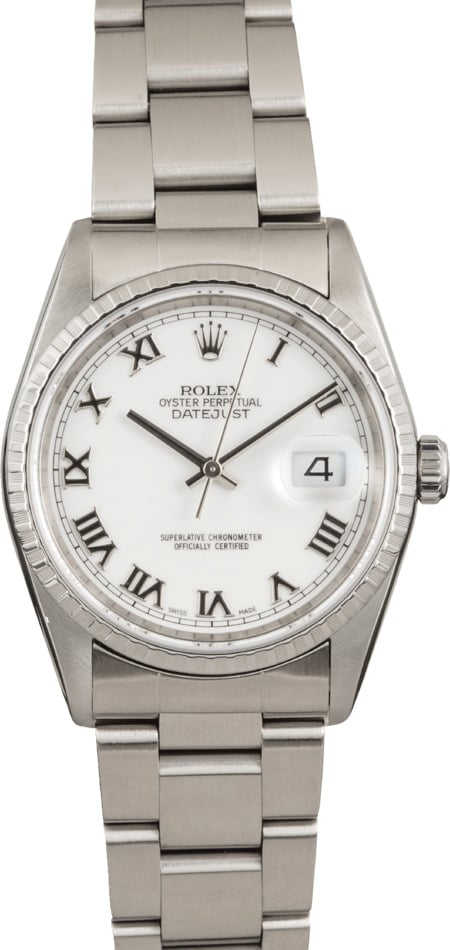 Rolex Datejust 16220 White Roman Index Dial