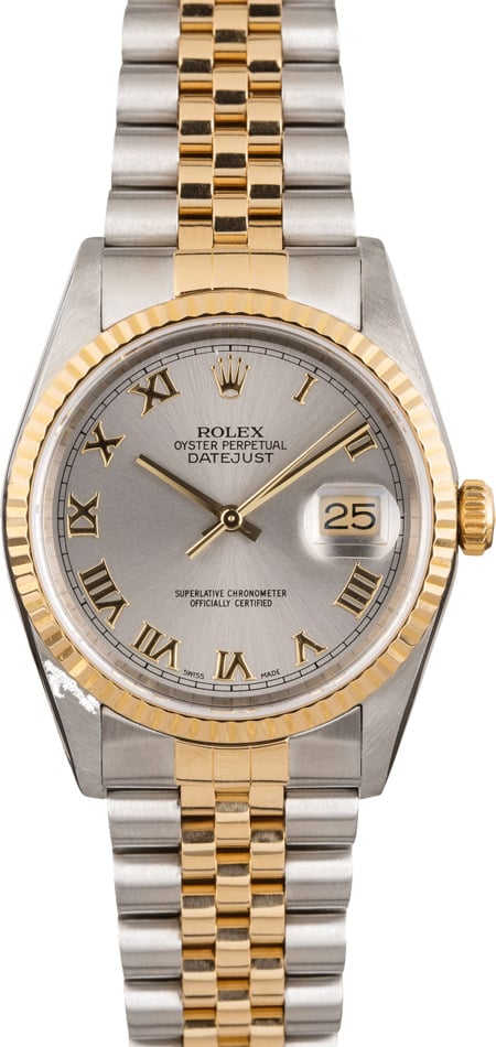 Rolex Two Tone Datejust 16233 Rhodium Dial