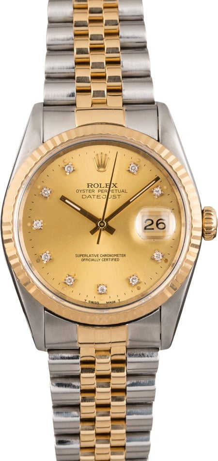 Used Rolex Datejust 16233 Champagne Diamond Dial