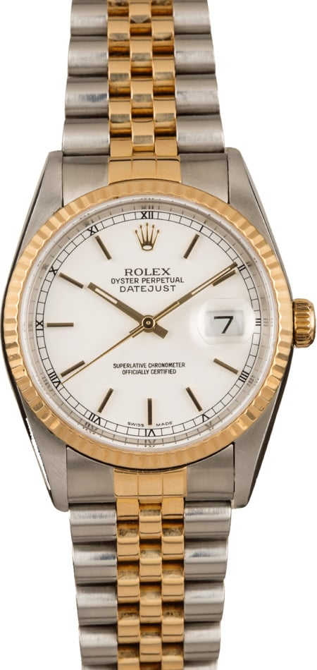 Used Rolex Datejust 16233 Two Tone White Index Dial