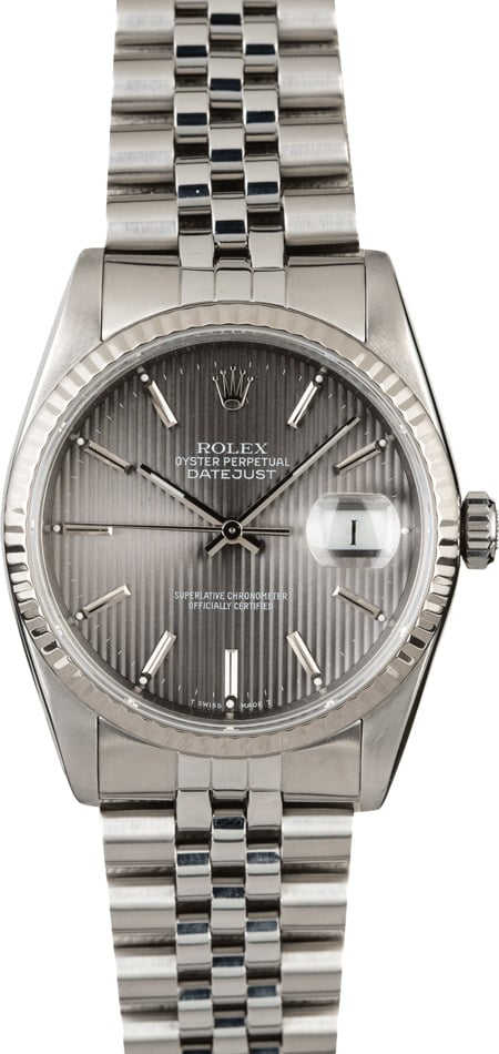 Steel Rolex Datejust 16234 Slate Tapestry Dial