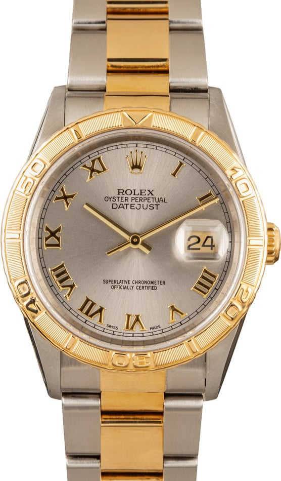 あ絵30*30cm Rolex Datejust Turn-O-Graph 16263 Mens 18k Yellow Gold