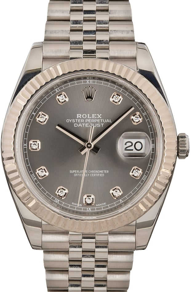 Pre-Owned Rolex Datejust 41 Ref 126334 Dark Rhodium Diamond Dial