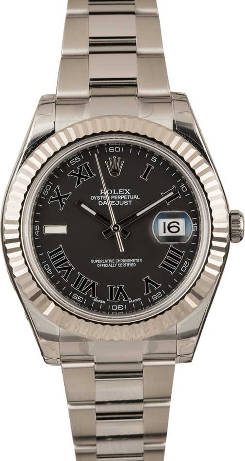 Unworn Rolex Datejust II Ref 116334 Black Roman Dial T